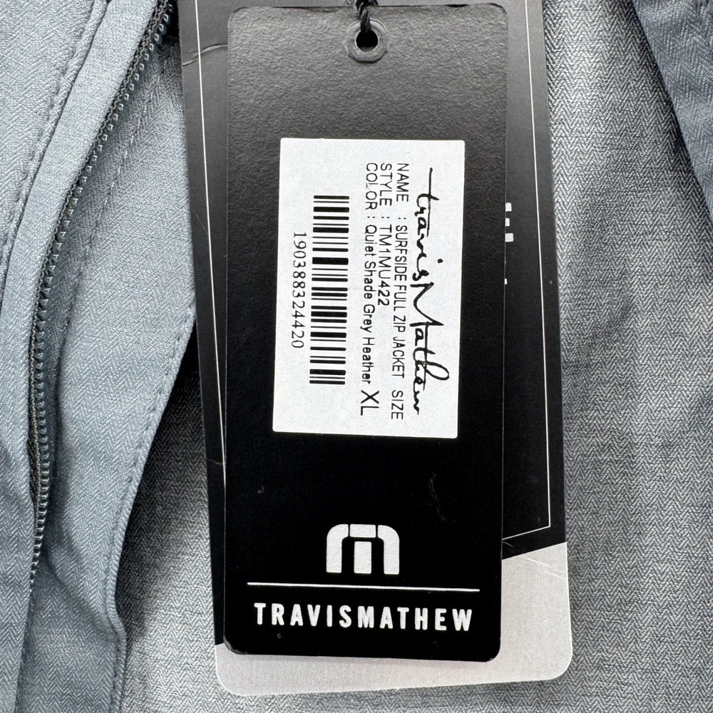 Travis Mathew Surfside Golf Full Zip Jacket Grey XL Wrinkle Resistant Preppy‎